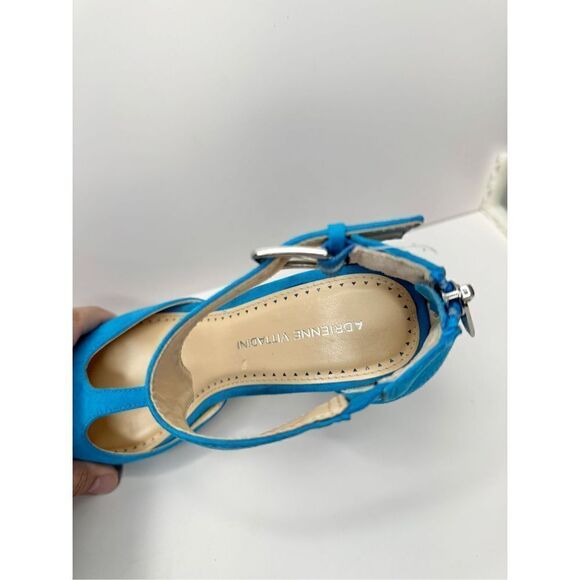 Adrienne Vittadini Sandals Size 6.5 Blue Poetic Block Heel Ankle Strap - Picture 7 of 9